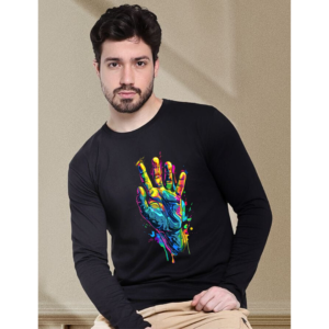 URBIDA Retro Neon Drip Theme Premium Cotton Full-sleeve T-shirt for Men