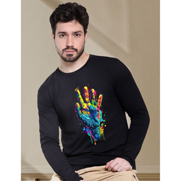 URBIDA Retro Neon Drip Theme Premium Cotton Full-sleeve T-shirt for Men