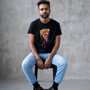 Urbida Neon Drip Pizza Retro Theme Premium cotton T-shirt