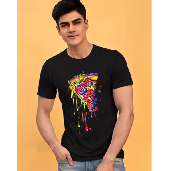 Urbida Neon Drip Pizza Retro Theme Premium cotton T-shirt - Image 5