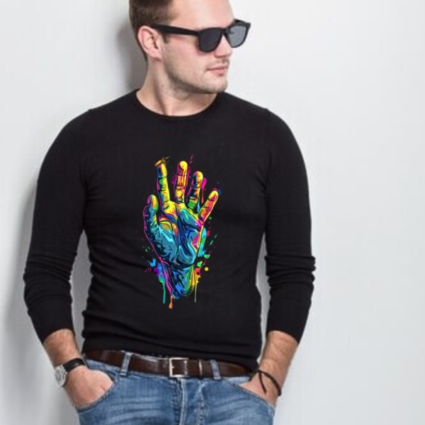 URBIDA Retro Neon Drip Theme Premium Cotton Full-sleeve T-shirt for Men - Image 7