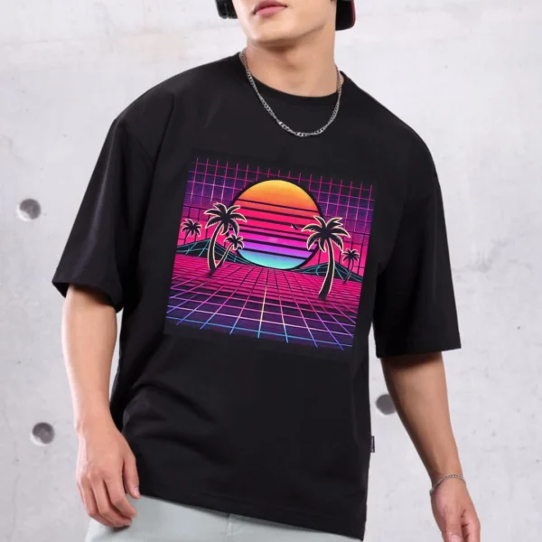 URBIDA Retro Theme Neon Nature Printed Pure Cotton Oversize T-shirt - Image 2
