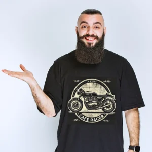 Urbida Retro-Vintage Motorcycle Theme Graphic Premium Black Oversize T-shirt