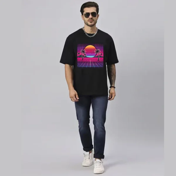 URBIDA Retro Theme Neon Nature Printed Pure Cotton Oversize T-shirt - Image 5