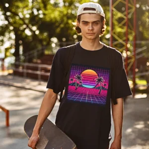 URBIDA Retro Theme Neon Nature Printed Pure Cotton Oversize T-shirt
