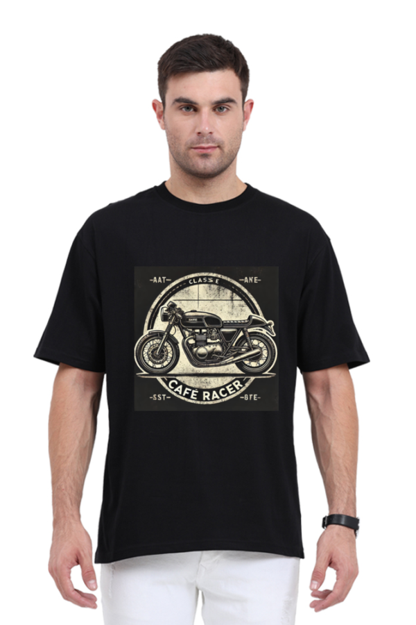 Urbida Retro-Vintage Motorcycle Theme Graphic Premium Black Oversize T-shirt - Image 6