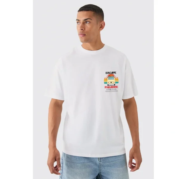 Urbida Summer Vacation Theme Premium Cotton Oversize Tshirt For Men - Image 3