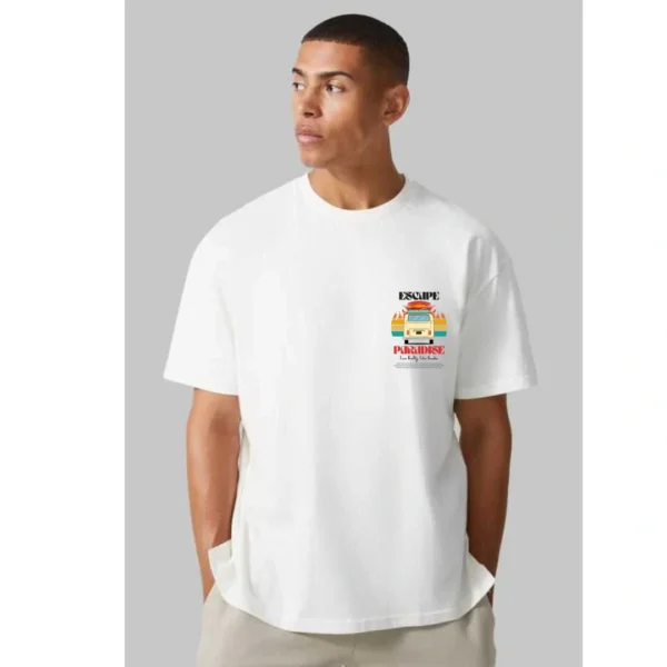 Urbida Summer Vacation Theme Premium Cotton Oversize Tshirt For Men - Image 4