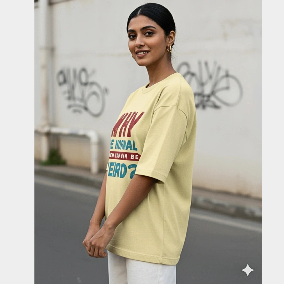 Urbida Bold Print Quote T-Shirt | Premium Cotton Beidge colour Tees - Image 5